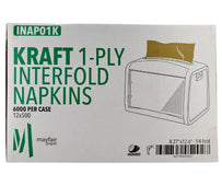 Mayfair - 1 ply Interfold Napkins 1/4 Fold - Kraft - INAP01K