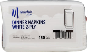 Mayfair - 2 Ply Dinner Napkins 1/8 Fold - White DNAP02
