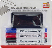 Dry Erase Marker Set (Red/Blue/Black/Eraser)