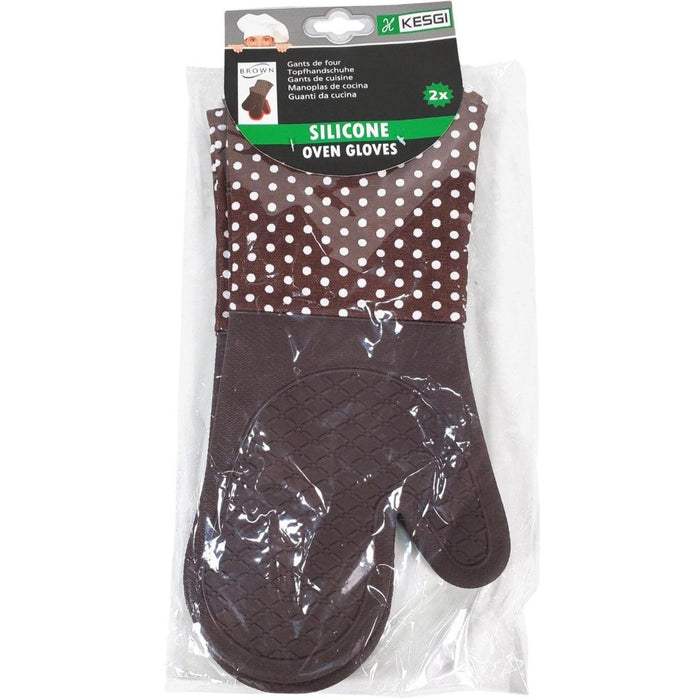 Oven Mitt - Silicone - Brown (1 pair) - QF004Brown