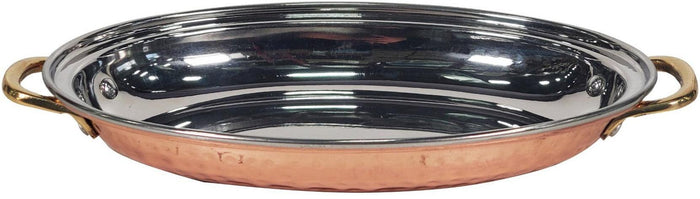 Copper Oval Entree Dish 700Ml Emboss Handle No3, 24X16cm