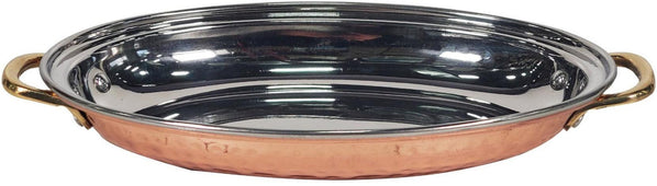 Copper Oval Entree Dish 700Ml Emboss Handle No3, 24X16cm