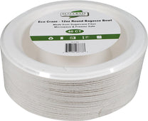 Eco-Craze - 12oz Round Bagasse Bowl - Retail Pack