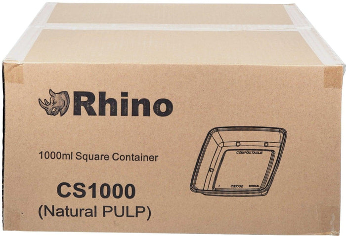 Eco-Craze/Rhino - 1000ml Square Natural Pulp Box - CS1000