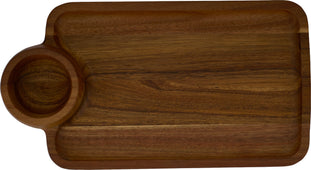 L.Gourmet - Acacia Wood One Dip Serve Board, 37x20x2cm