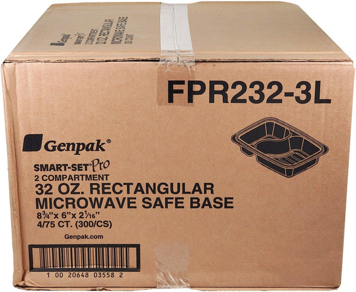 Genpak - Rectangular Base Container - 2 Comp -Black. - FPR232