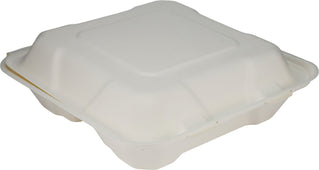 Eco-Craze - 8X8X3 - 3 Compartment Bagasse Clamshell