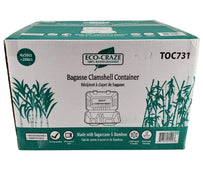 Eco-Craze - Bagasse Clamshell Container - 9X6 - 2 Comp