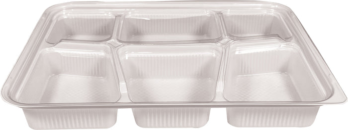 PET Take Out Tray - 6 Comp Thali - 100pc