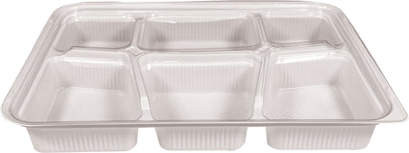 PET Take Out Tray - 6 Comp Thali - 100pc