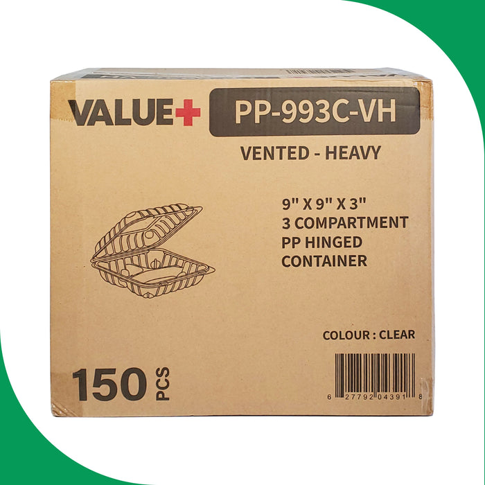 Value+ - PP-993C-VH - PP Hinged Cont. - 9x9x3