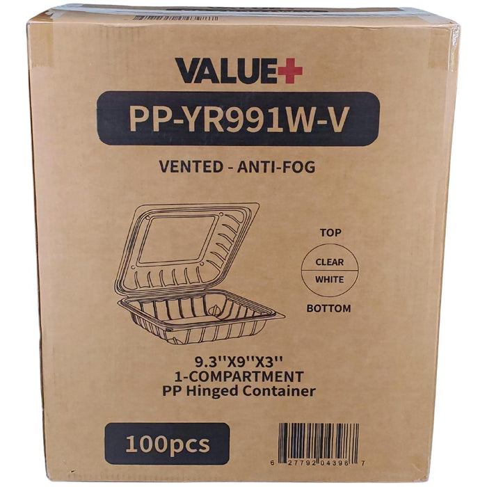 Value+ - YR991W-V - PP Hinged Cont. - 9.3x9x3