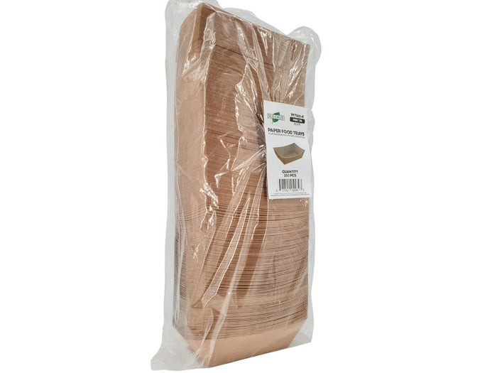 Eco-Craze PFT100-K #100 1 lb Kraft Paper Food Tray