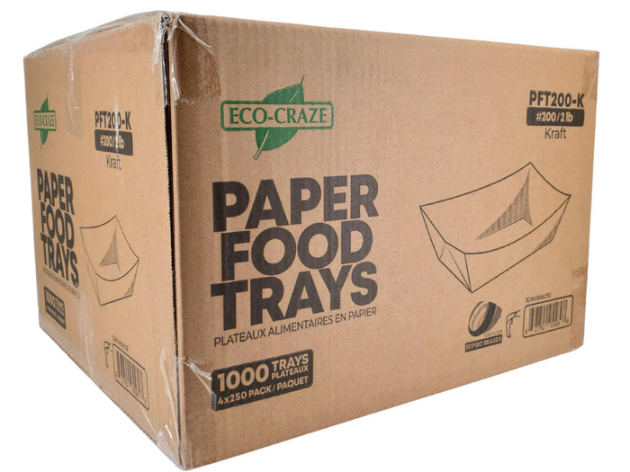 Eco-Craze PFT200-K #200 2 lb Kraft Paper Food Tray