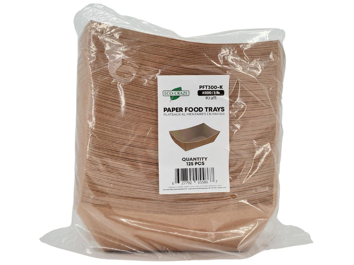 Eco-Craze - PFT300-K #300 3 lb Kraft Paper Food Tray
