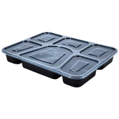 Value+ - 6 Comp Take-Out Thali with Lid - Black - PP