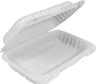 Eco-Craze - MFPP Clamshell Container - 9x6x2.6 - Double Lock - Vented - White
