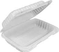 Eco-Craze - MFPP Clamshell Container - 9x6x2.6 - Double Lock - Vented - White