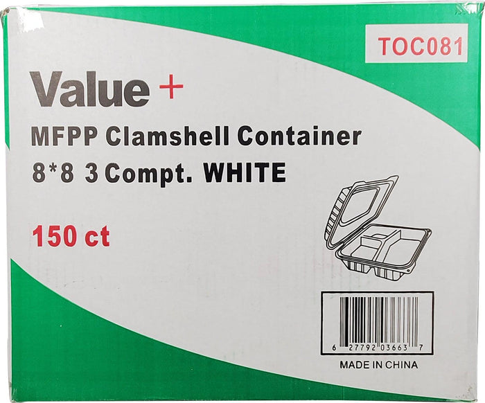 Value+ / Eco-Craze - MFPP Clamshell Container - 8x8x2.8