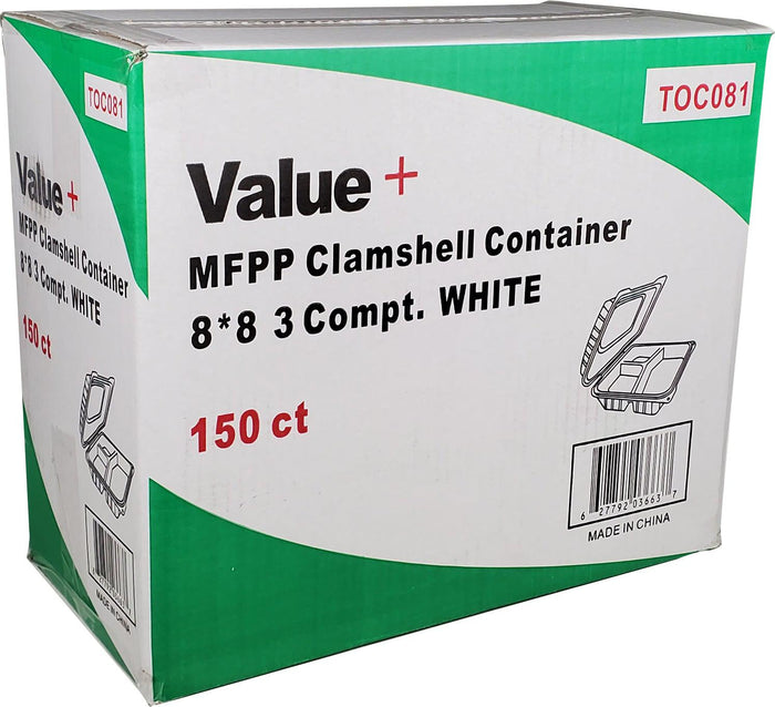 Value+ / Eco-Craze - MFPP Clamshell Container - 8x8x2.8