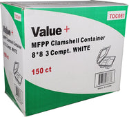 Value+ / Eco-Craze - MFPP Clamshell Container - 8x8x2.8