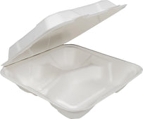 Eco-Craze - 8X8X3 - 3 Compartment Bagasse Clamshell