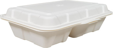 Eco-Craze - Bagasse Clamshell Container - 9X6 - 2 Comp