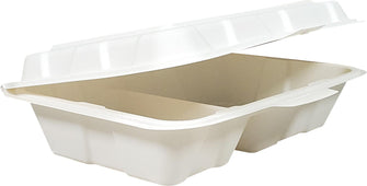 Eco-Craze - Bagasse Clamshell Container - 9X6 - 2 Comp