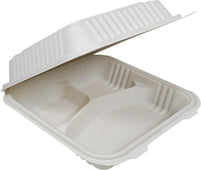 XE - Eco-Craze - Corn Starch Clamshell Container - 8X8 - 3 Comp