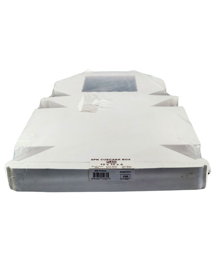 EB - 10 x 10 x 4 - 6 Cupcake Box with Window - White - 5282A