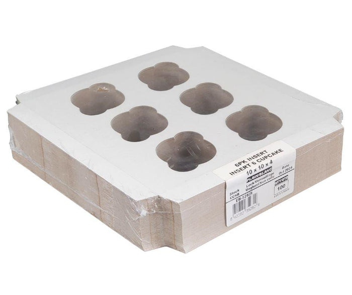 EB - 10 x 10 x 4 - 6 Cupcake Insert - White - 5282I