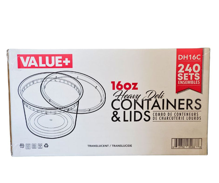 Value+ - 16oz Round Deli Container w/Lids