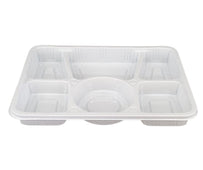 SO - Plastic Tray (Thali) - 6 Compartment - White
