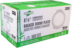 Eco-Craze Bagasse Round Plates - 8.75