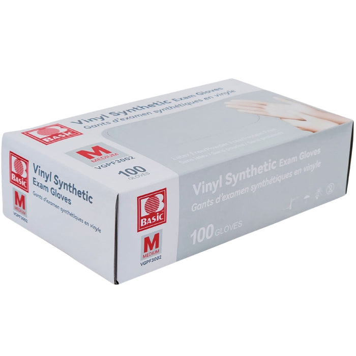Basic - Vinyl Gloves Exam - Clear - Medium - Powder Free