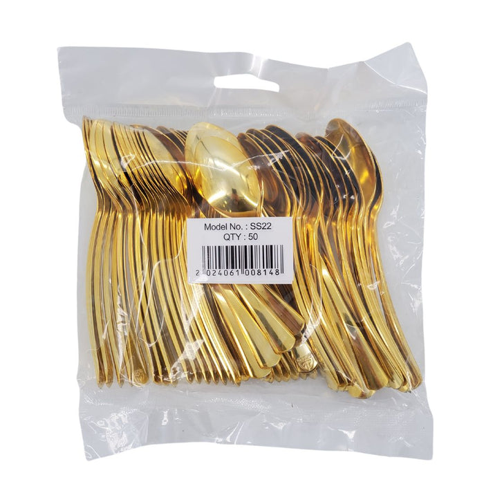Plastic Tea Spoon - Gold - 13.3cm - SS22