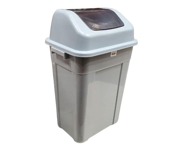 50L Square Waste Bin w/Push Lid - Grey