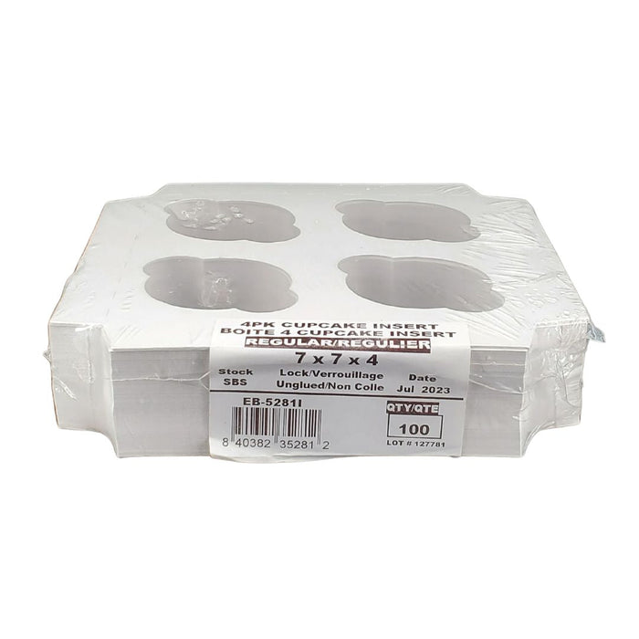 EB - 7 x 7 x 4 - 4 Cupcake Insert - White - 5281I