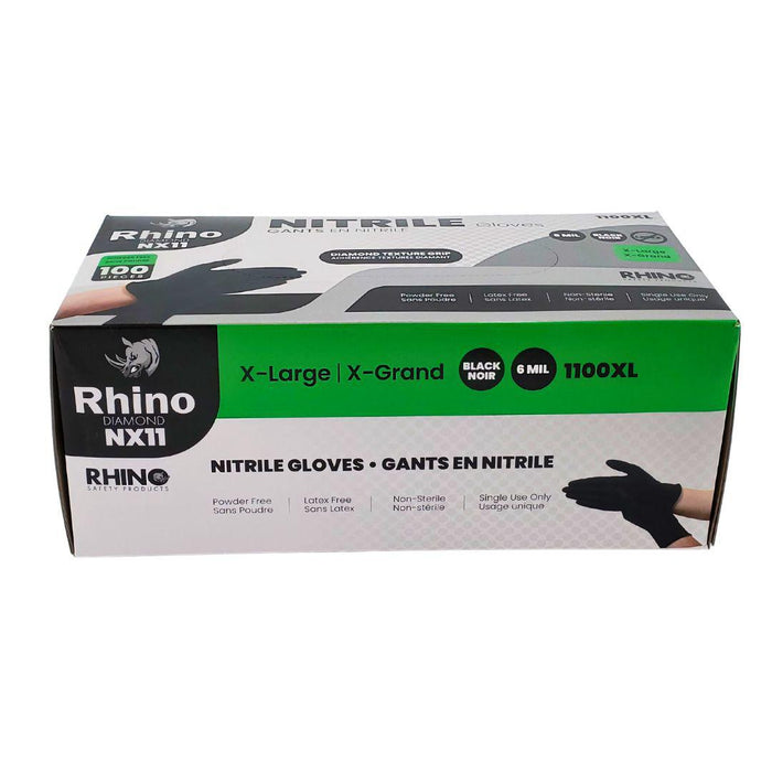 Rhino - NX11 - Black Nitrile Gloves - Diamond - 6mil - Extra Large - 1100XL