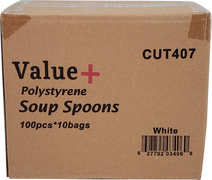 Value+ - Chinese Soup Spoon - White - Retail Pack - RP4008