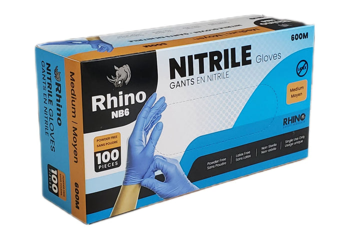 Rhino - NB6 - Blue Nitrile Gloves - Medium - 600M