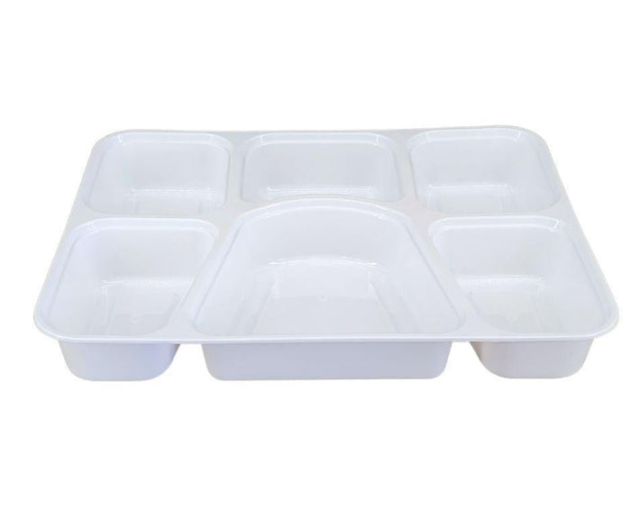 Value+ - 6 Comp Take-Out Thali with Lid - White - PP