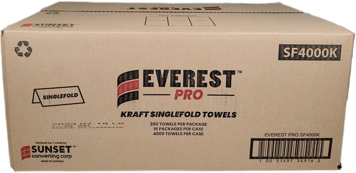 Everest Pro Single-Fold Paper Hand Towels - Kraft