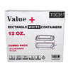 Value+ - 12oz Rectangle Plastic Container - White