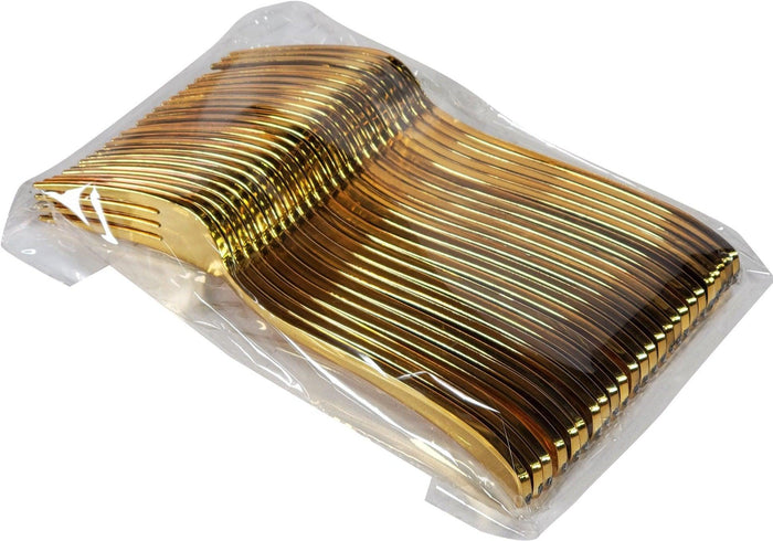 Dispose -  Fork Heavy Plastic (Gold/Silver)